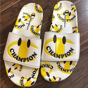 Champion Bold Yellow and White Slides